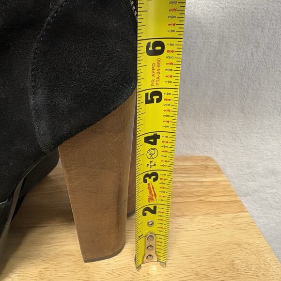 Steve Madden Carnaby Black Suede Lace-Up Platform Boots | Chunky Wooden Heel 6.5 - Picture 13 of 13